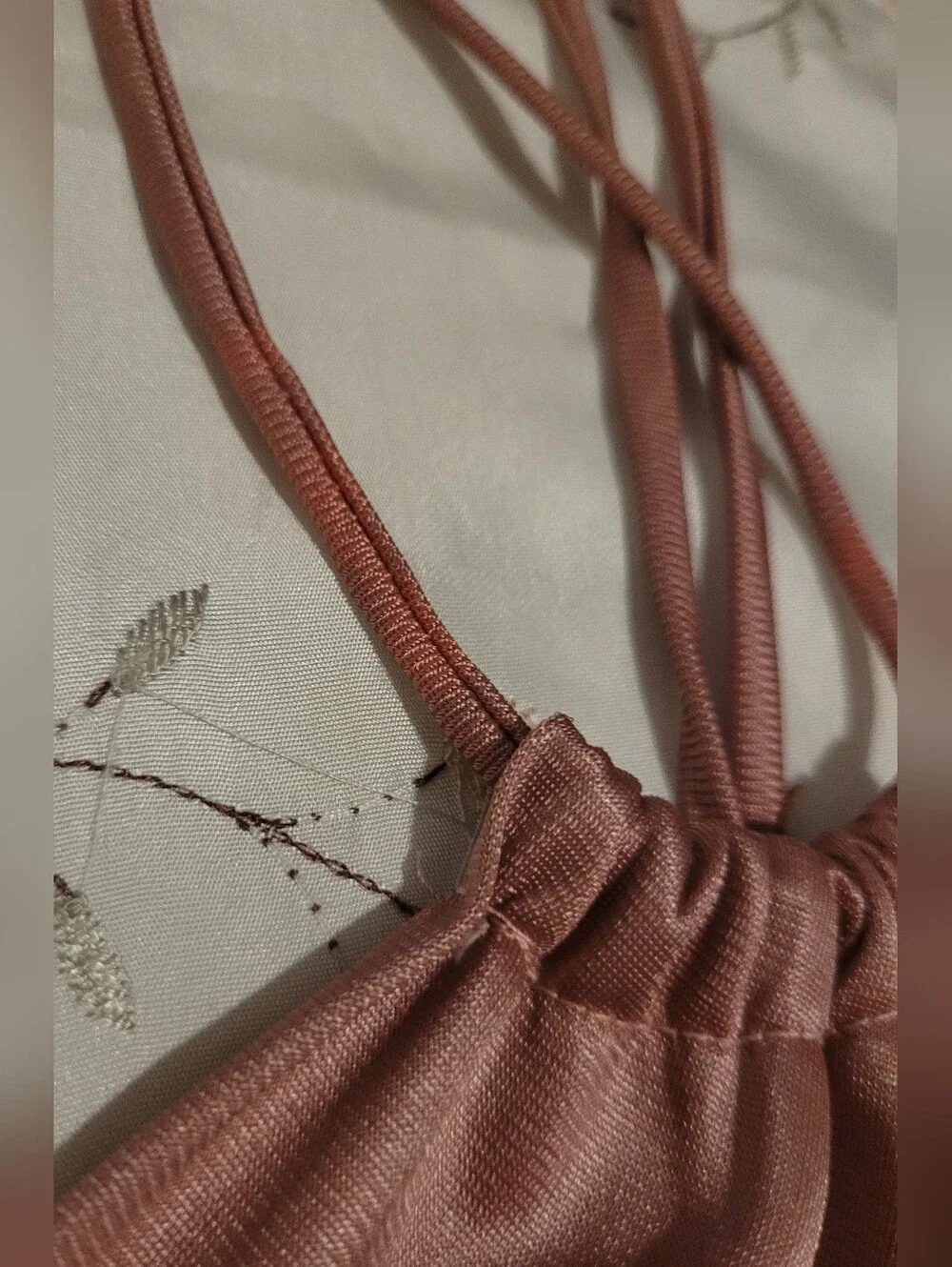 ​Vintage 70s Lingerie Nylon Empire Waist Maxi Nightgown Dusty Rose M - Picture 14 of 15